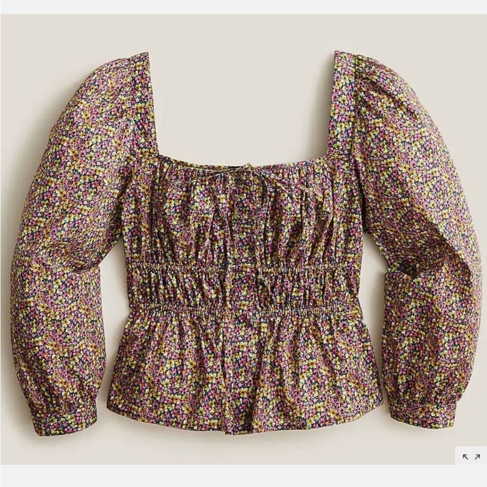 NWT J. Crew Cinched-Waist Organic Cotton Top in Liberty Busy Izzy print